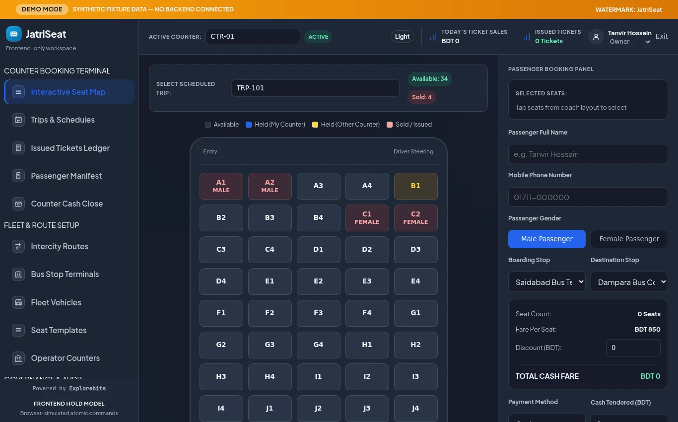 JatriSeat Dashboard Preview