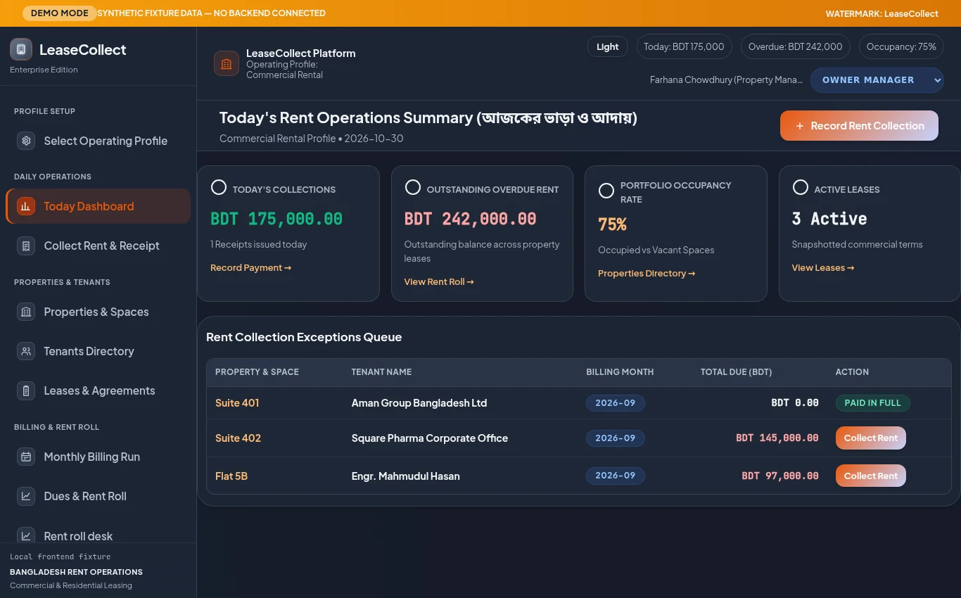 LeaseCollect Dashboard Preview