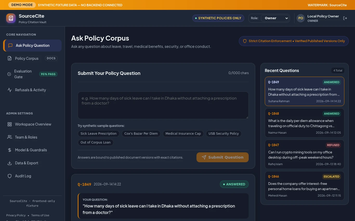 SourceCite Dashboard Preview